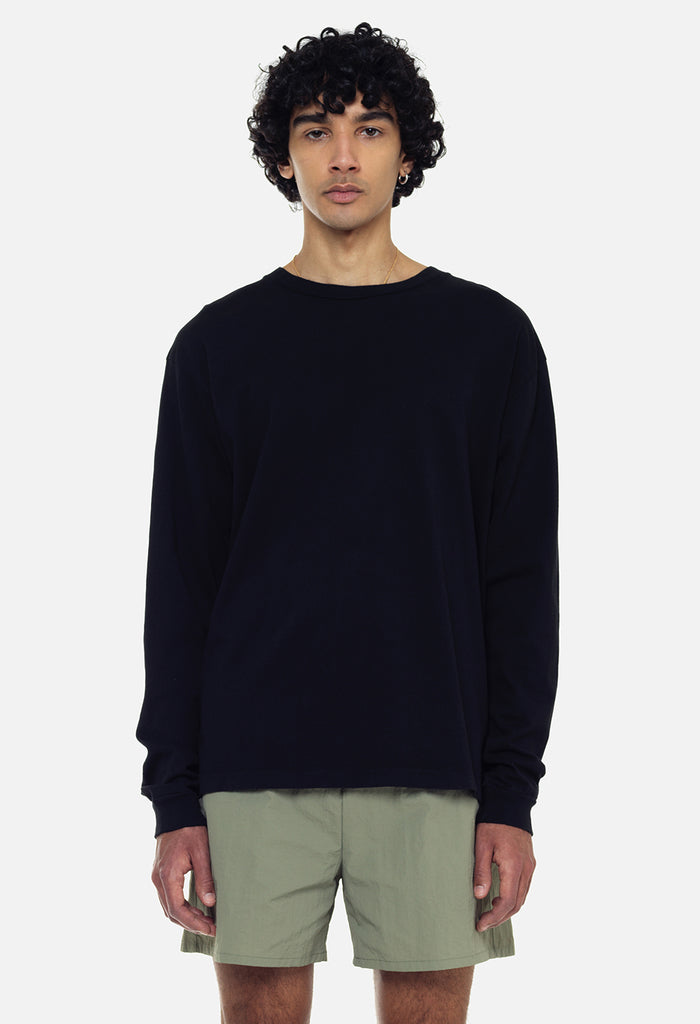 Recycled Cotton LS University Tee / Black