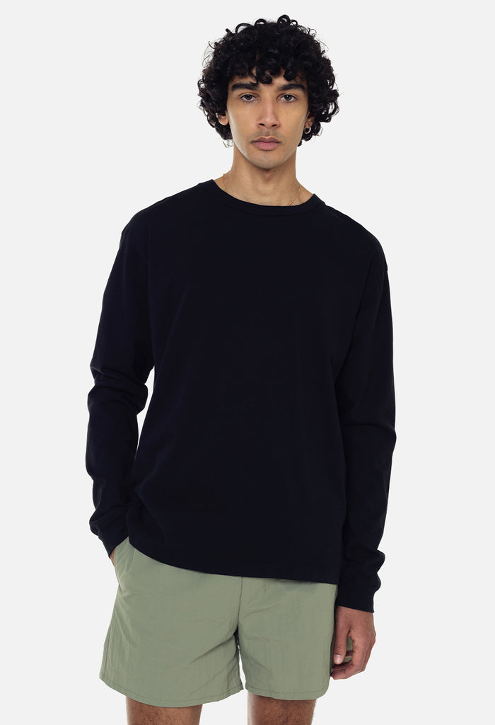Recycled Cotton LS University Tee / Black