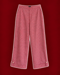 Red Gingham Wide-Leg Cropped Pants