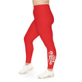 Red Plus Size Leggings — Subtle Side Script Graphic, Comfortable Everyday Activewear - 314 Originals