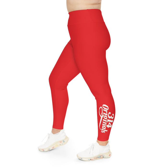 Red Plus Size Leggings — Subtle Side Script Graphic, Comfortable Everyday Activewear - 314 Originals