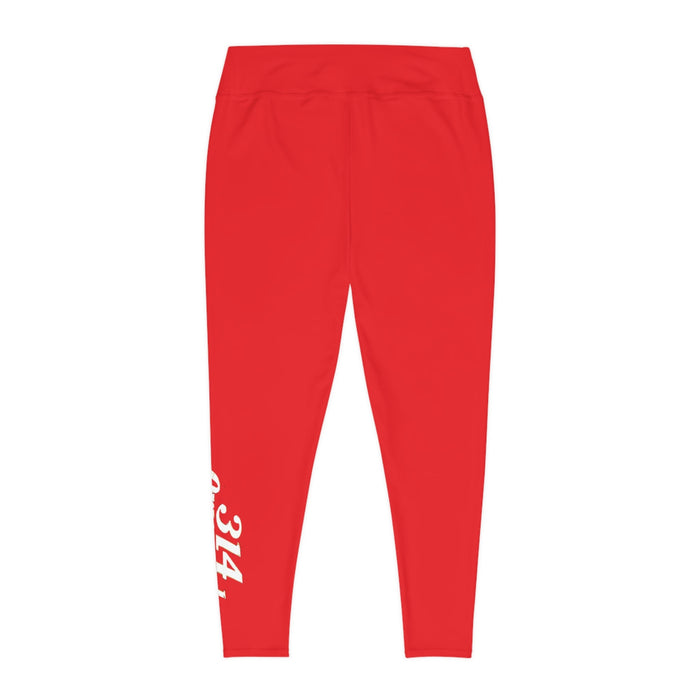 Red Plus Size Leggings — Subtle Side Script Graphic, Comfortable Everyday Activewear - 314 Originals