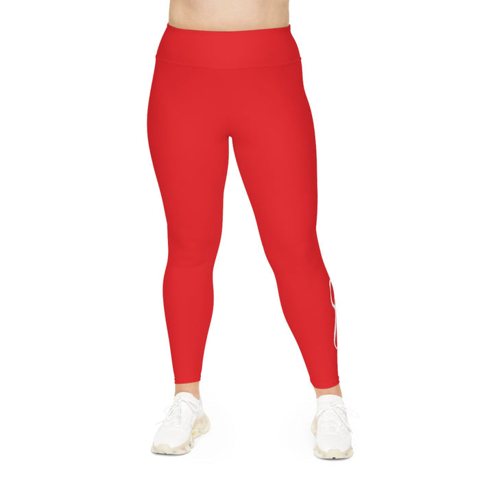 Red Plus Size Leggings — Subtle Side Script Graphic, Comfortable Everyday Activewear - 314 Originals