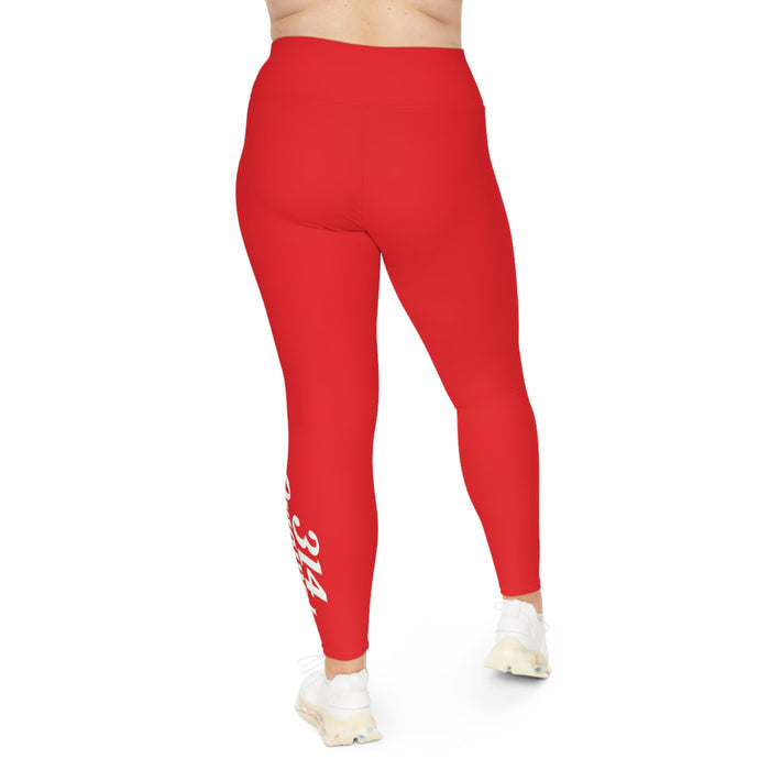 Red Plus Size Leggings — Subtle Side Script Graphic, Comfortable Everyday Activewear - 314 Originals