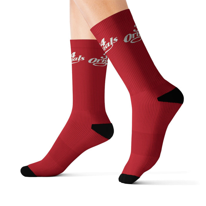 Red Sublimation Socks with '314 Originals' Script — Athletic Crew Socks - 314 Originals