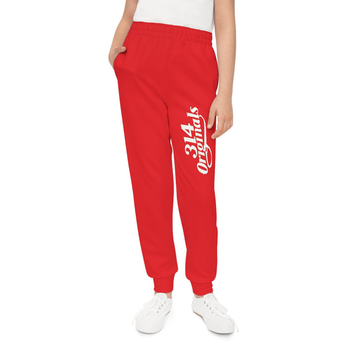 Red Youth Joggers with 314 Originals Side Graphic — Kids Athletic Sweatpants - 314 Originals