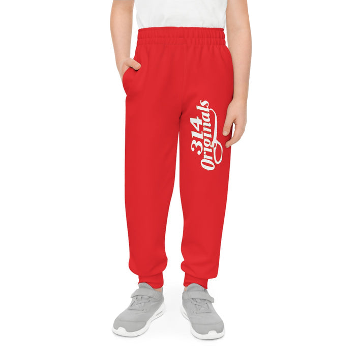 Red Youth Joggers with 314 Originals Side Graphic — Kids Athletic Sweatpants - 314 Originals