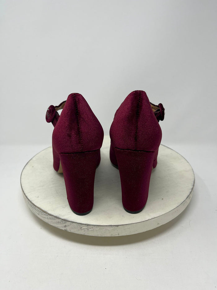 Report Size 10 Wine Velvet Mary Jane Pumps