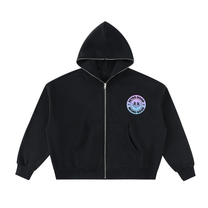 Retro Good Fleeced Full-Zip Boxy Hoodie