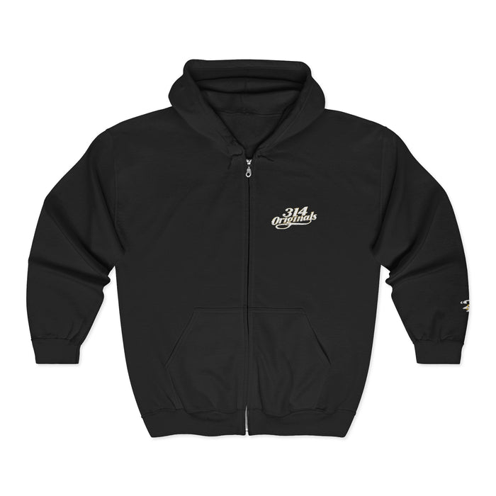 Retro Script Zip Hoodie — Chest Logo - 314 Originals