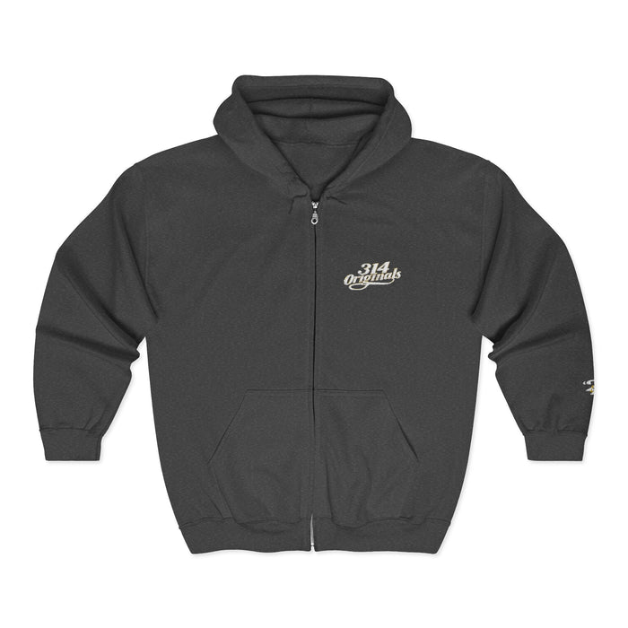 Retro Script Zip Hoodie — Chest Logo - 314 Originals