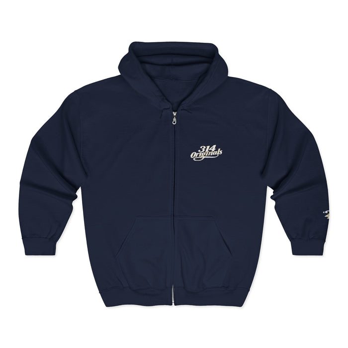 Retro Script Zip Hoodie — Chest Logo - 314 Originals