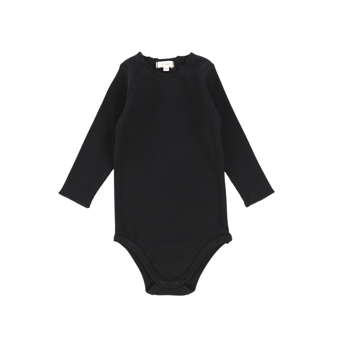 Ribbed Crewneck Onesie LS - Black