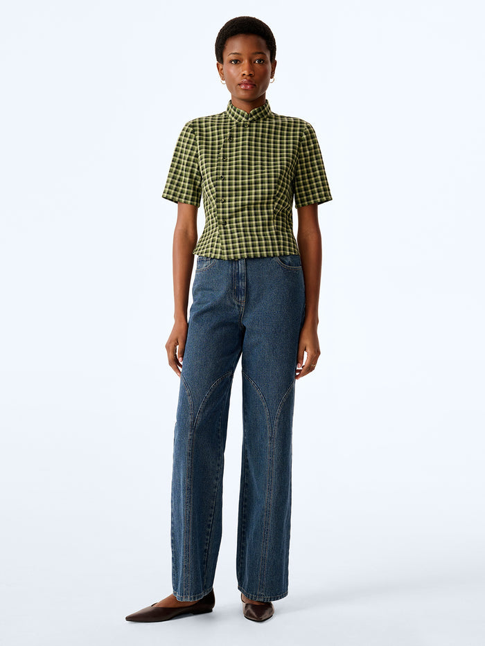 Riley Blouse in Green Check