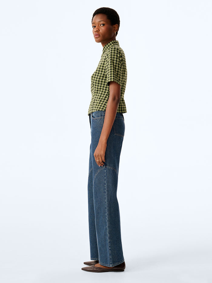 Riley Blouse in Green Check