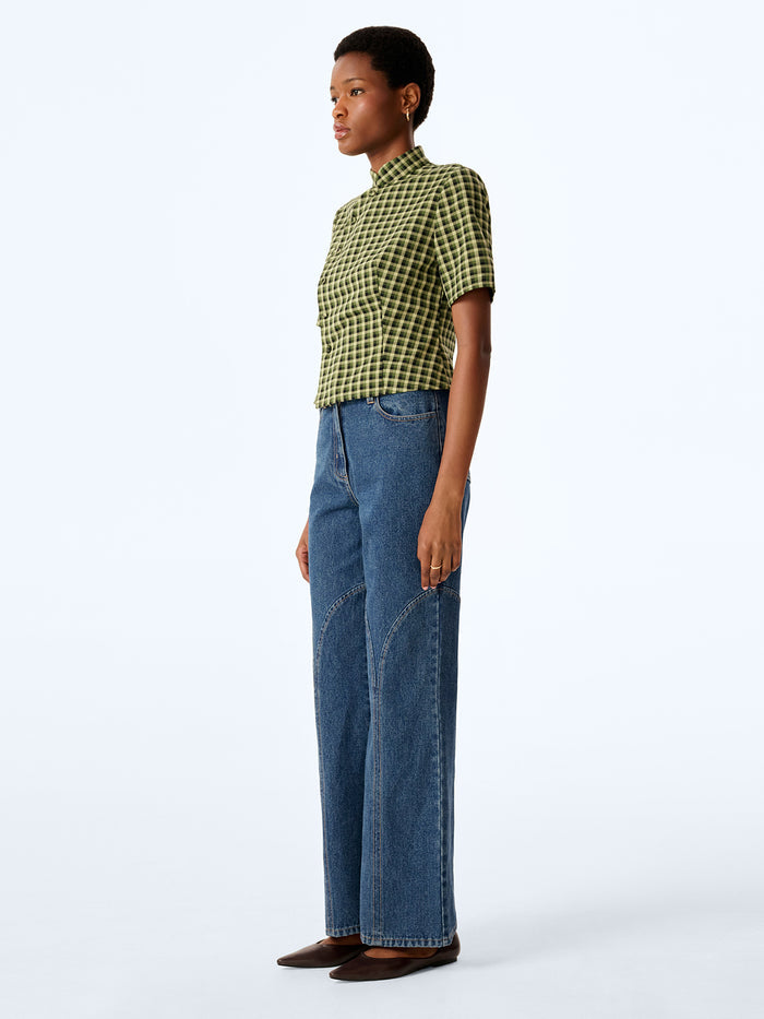 Riley Blouse in Green Check