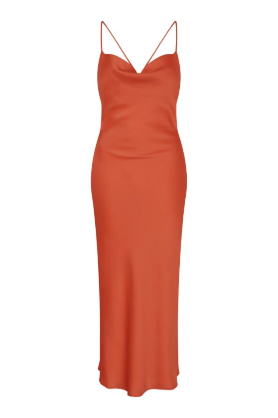 Riviera Midi Dress in Brick Orange