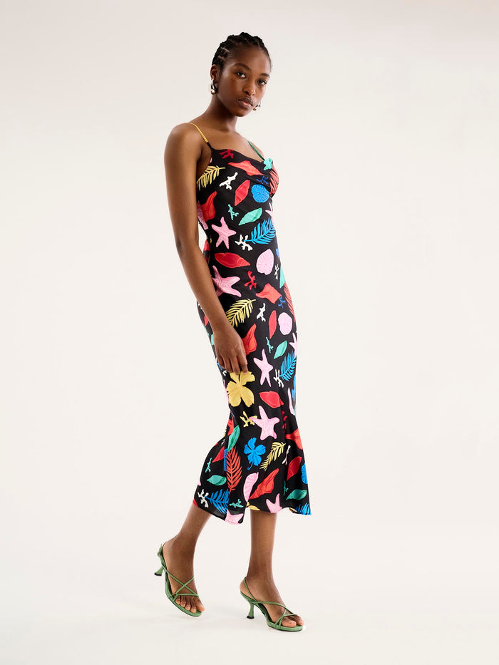 Riviera Midi Dress in Shell Print