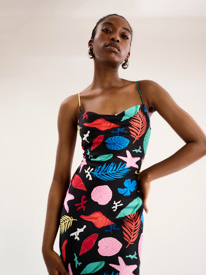Riviera Midi Dress in Shell Print