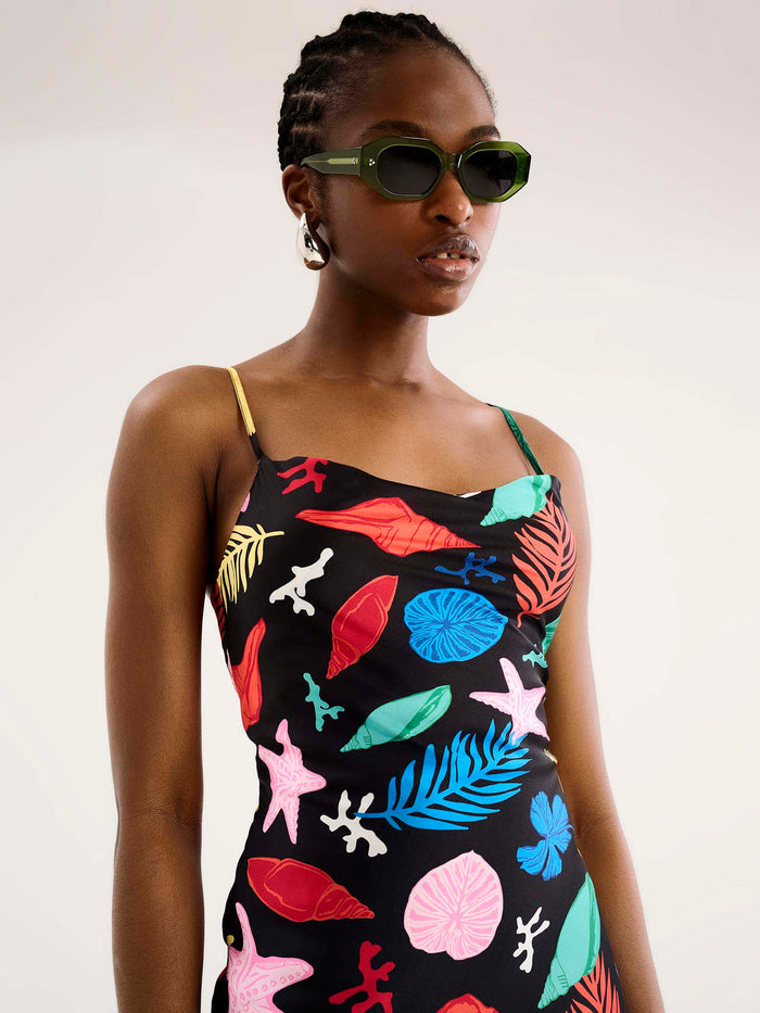 Riviera Midi Dress in Shell Print