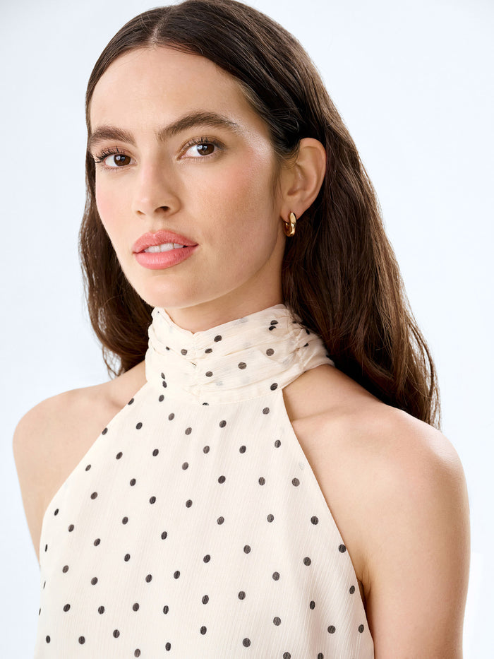 Romeo Dress in White Polka Dot