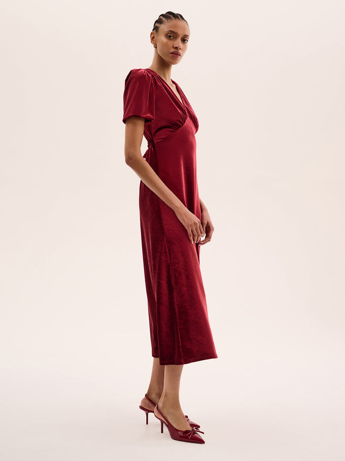 Rosie Velvet Dress in Red