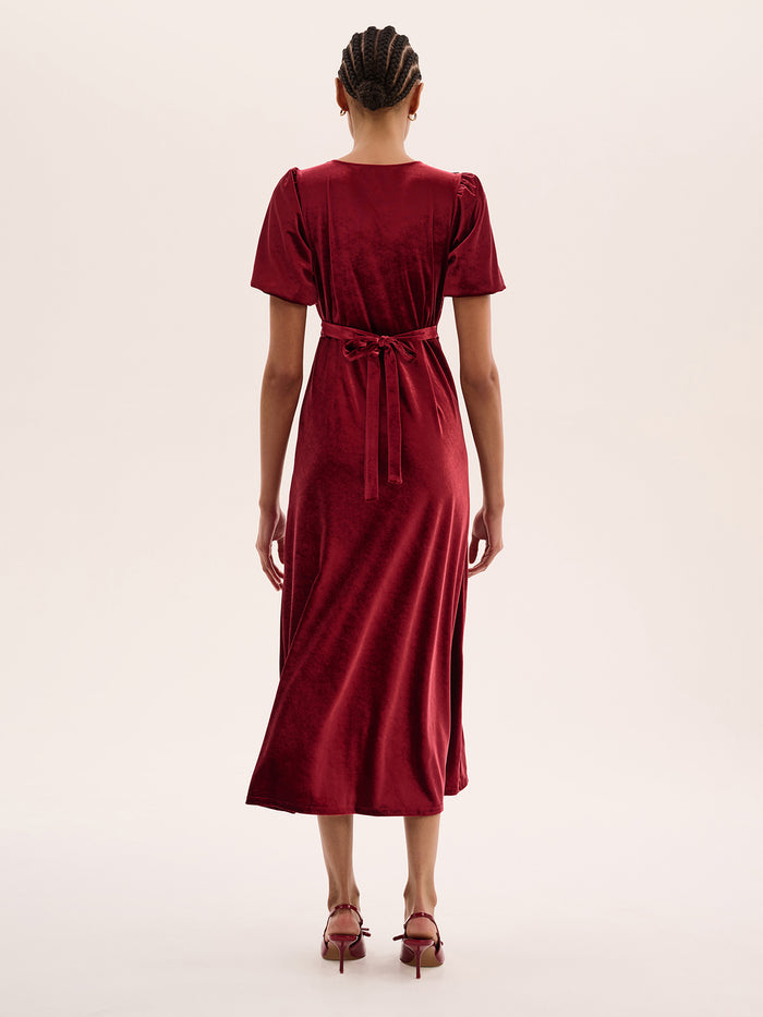Rosie Velvet Dress in Red