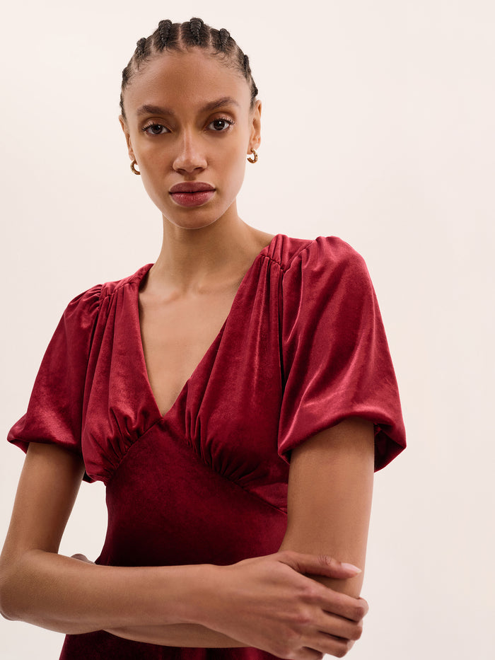 Rosie Velvet Dress in Red