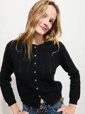 Sally Pointelle Cardigan in Wool Cotton
