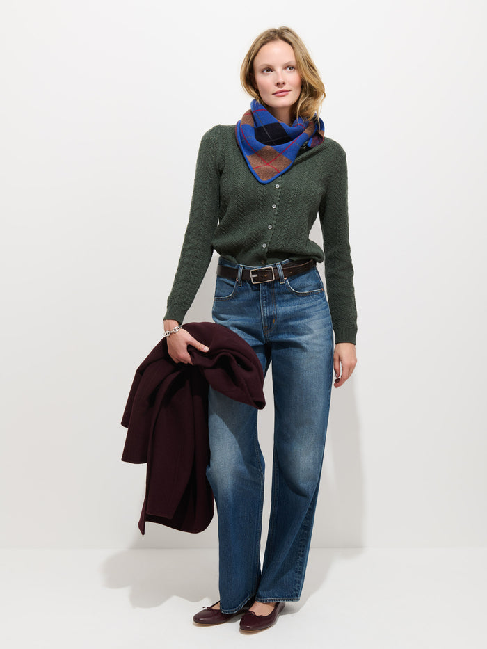 Sally Pointelle Cardigan in Wool Cotton