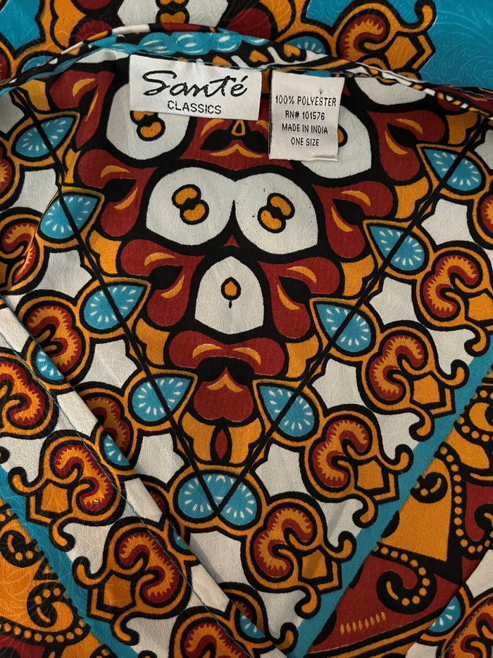 Santé Size Open Teal & Gold African Caftan NWT