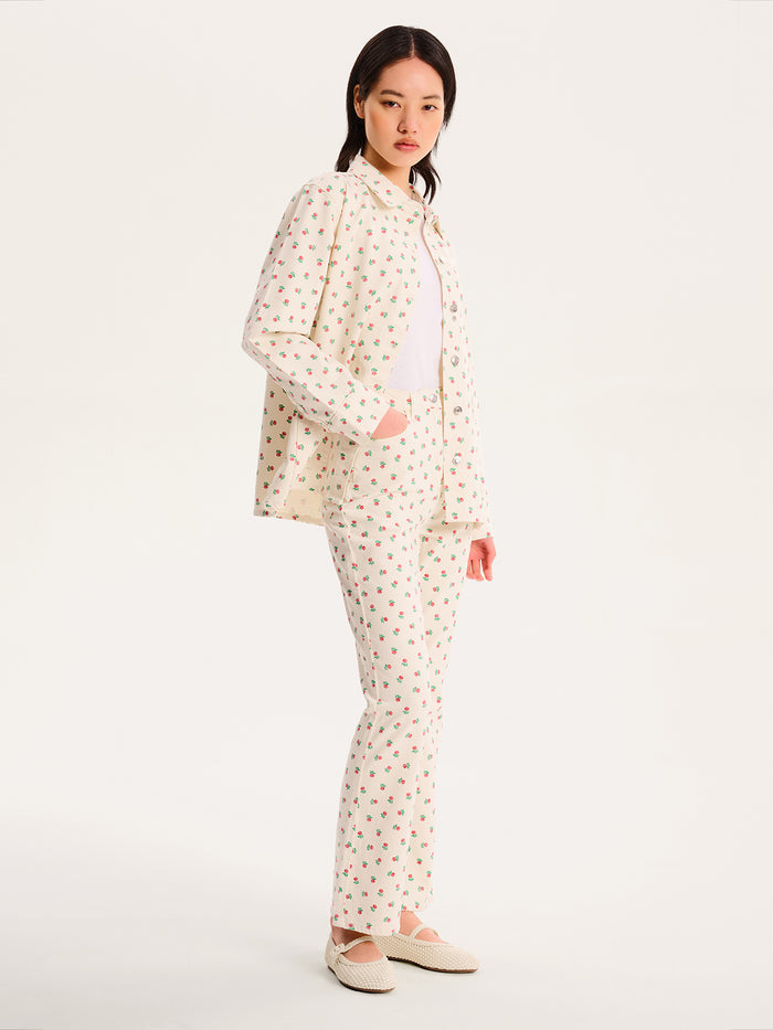 Sarah Jane All Over Rose Jeans in White