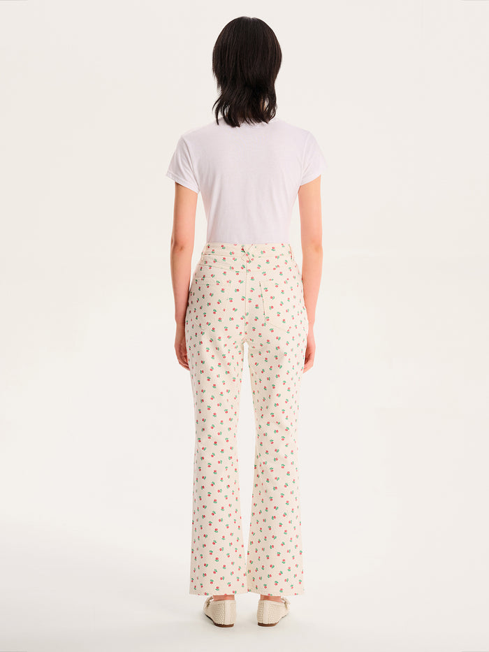 Sarah Jane All Over Rose Jeans in White