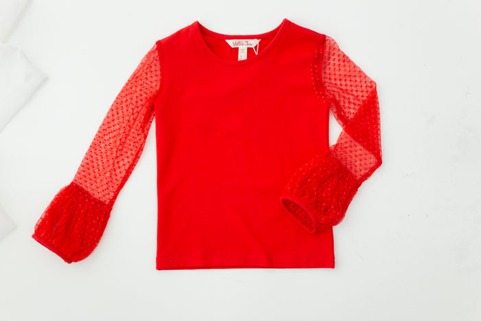 Scarlet Sleigh Ride Lace Tee