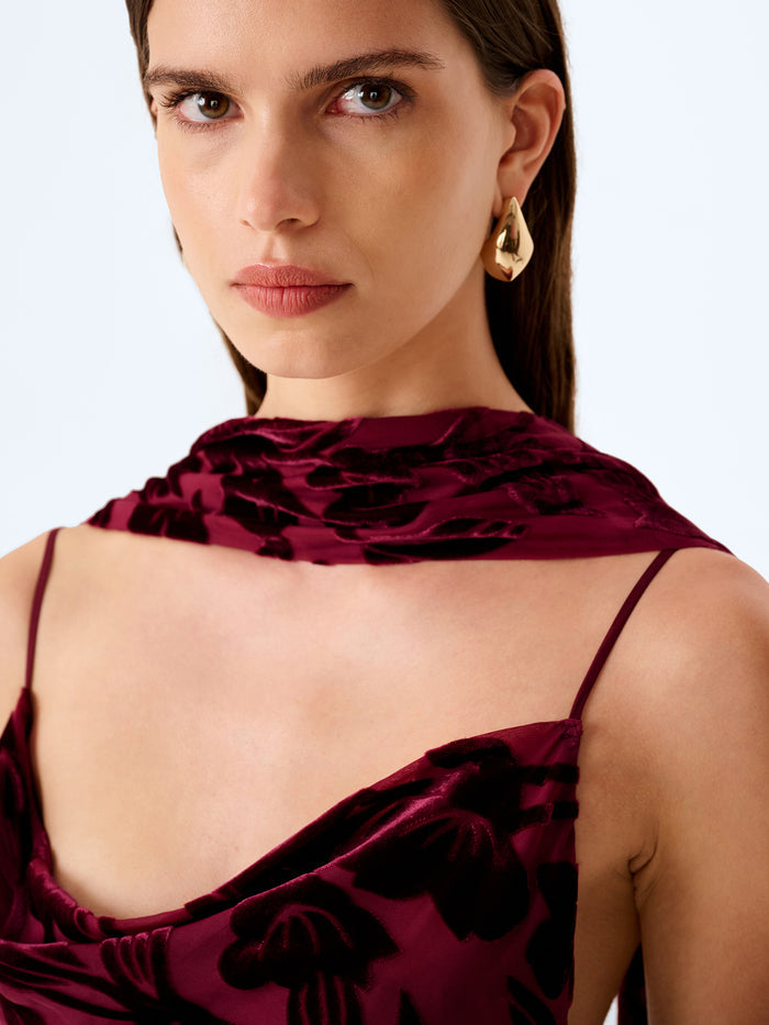 Scarlett Scarf in Deep Wine Devore