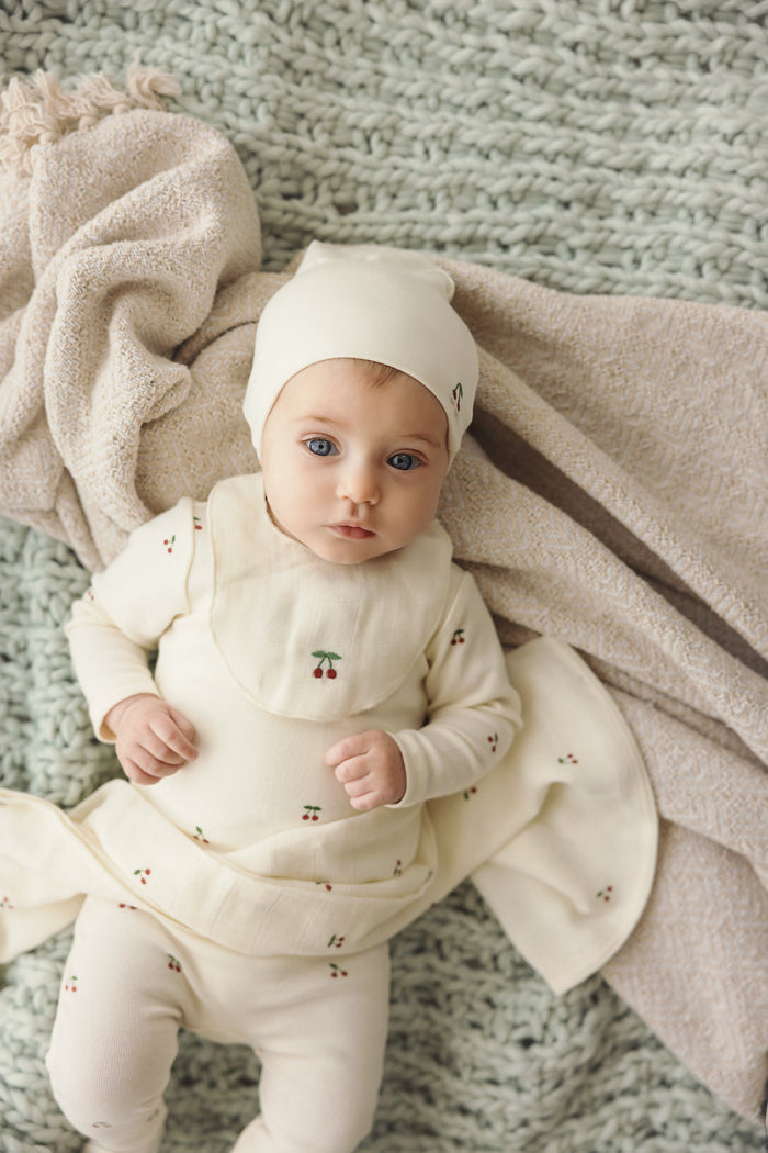 Scattered Cherry Footie Set - Pale Peach Base