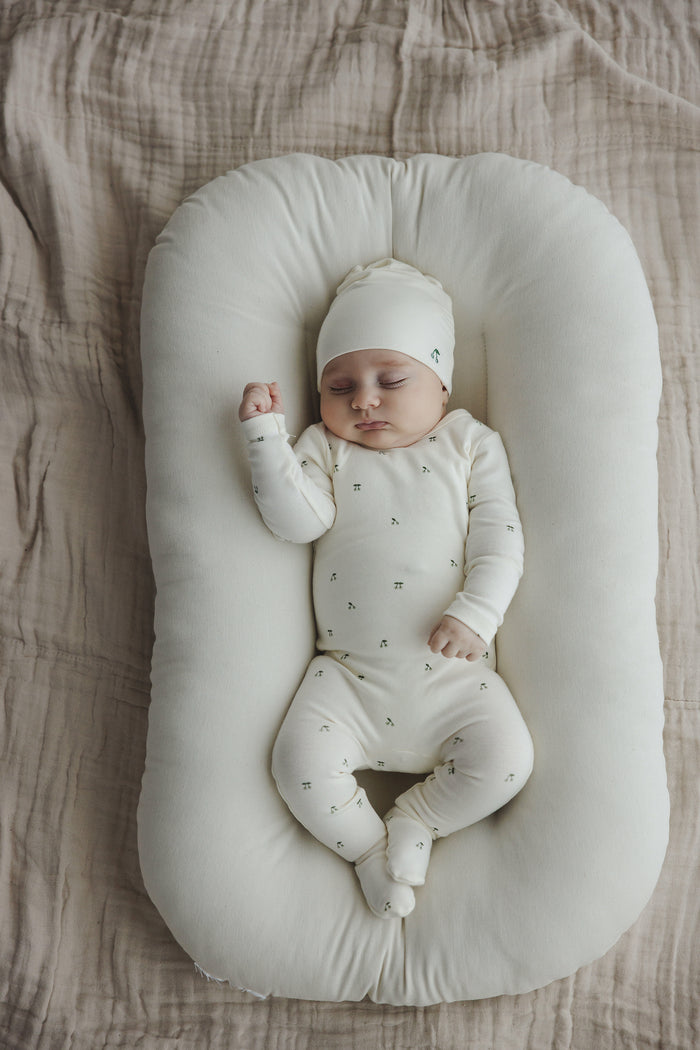 Scattered Cherry Footie Set - Pale Peach Base