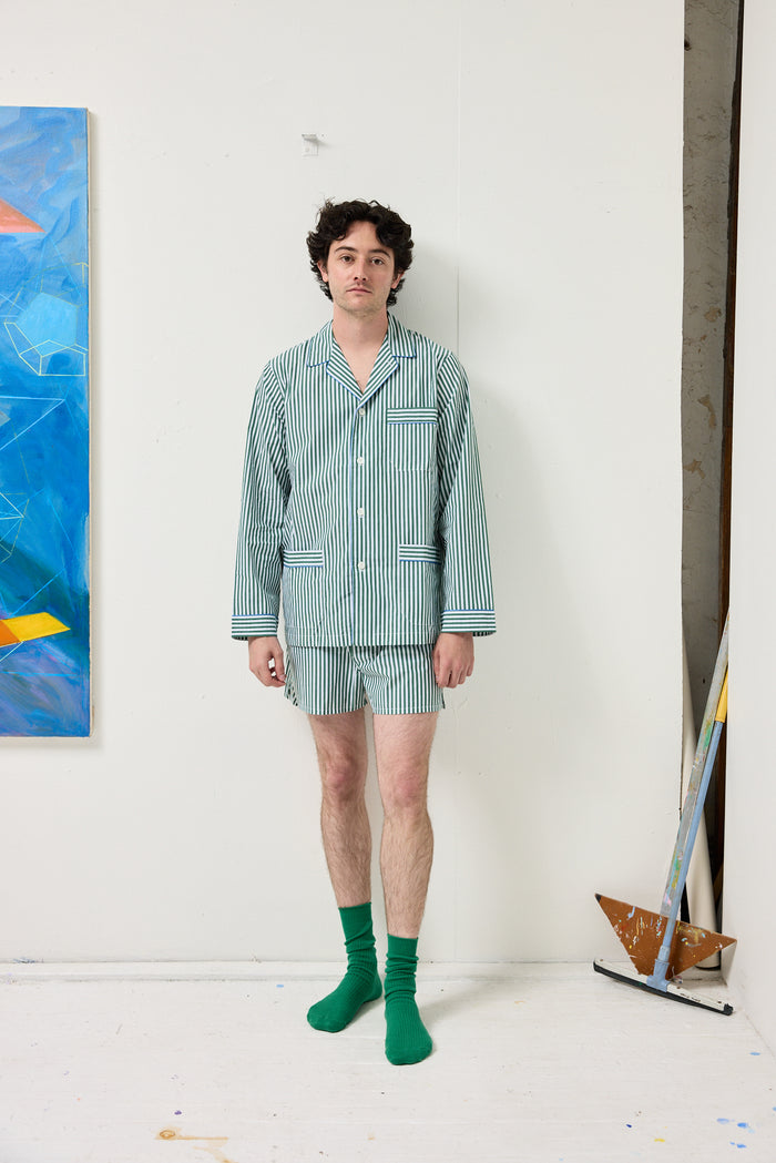 Schostal Boxer Shorts In Green Stripe