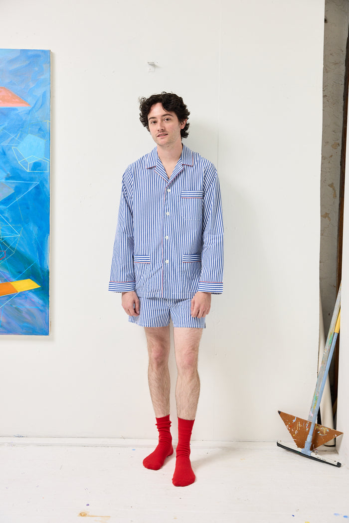 Schostal Boxer Shorts In Navy Stripe