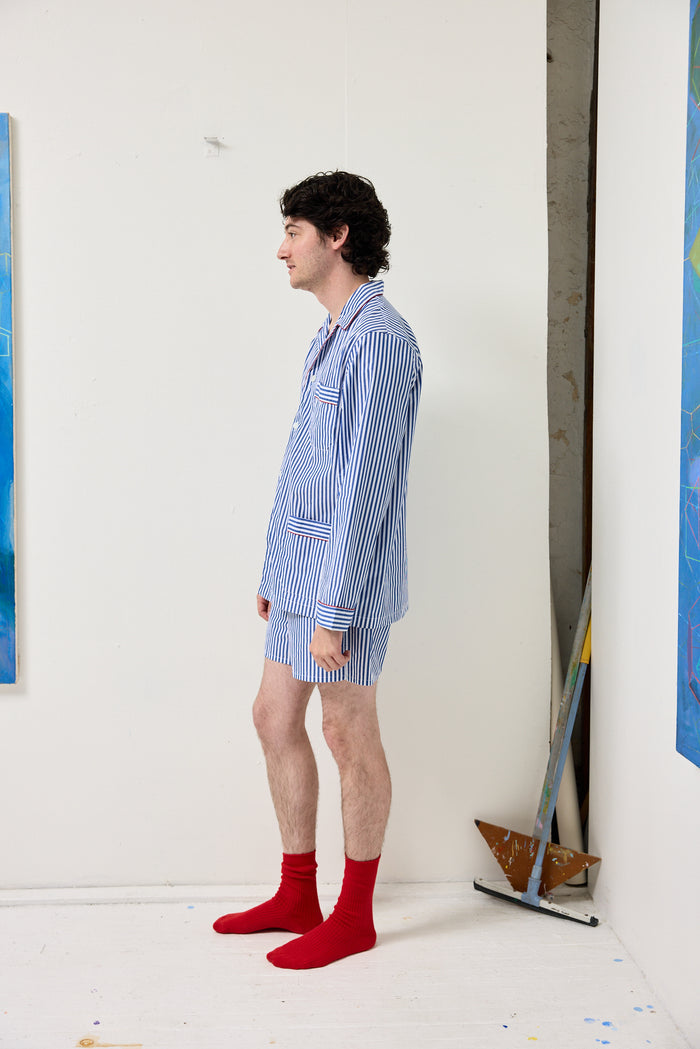 Schostal Boxer Shorts In Navy Stripe