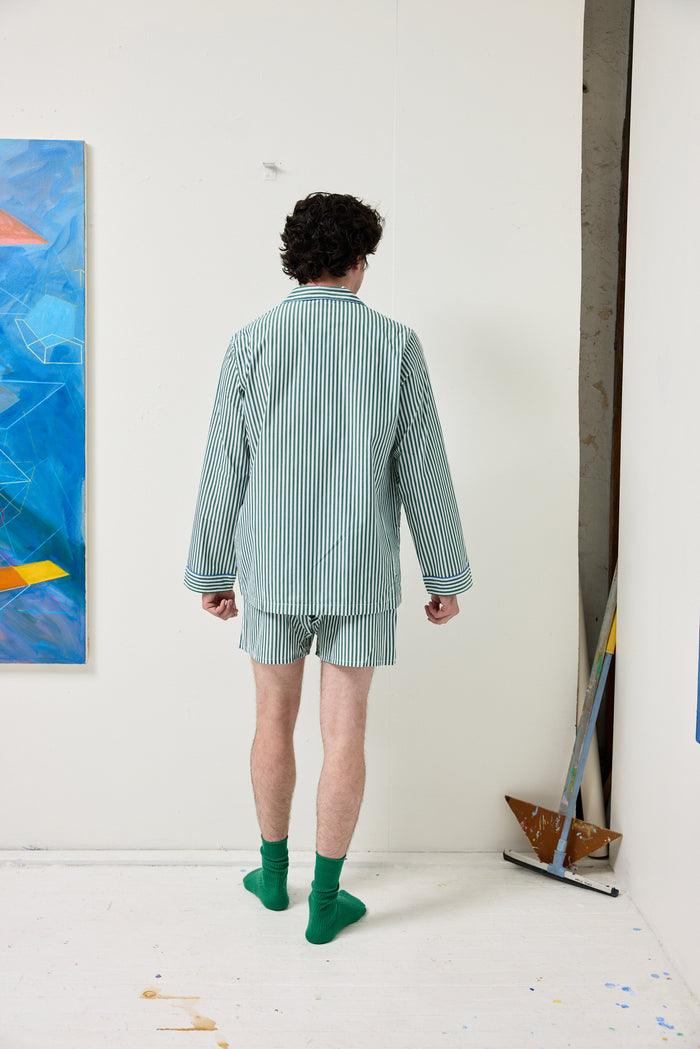 Schostal Boxer Shorts In Green Stripe