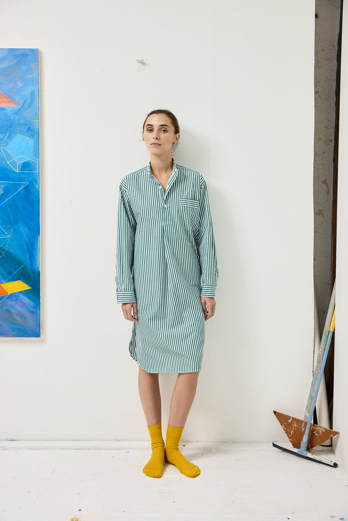 Schostal Nightshirt In Green Stripe