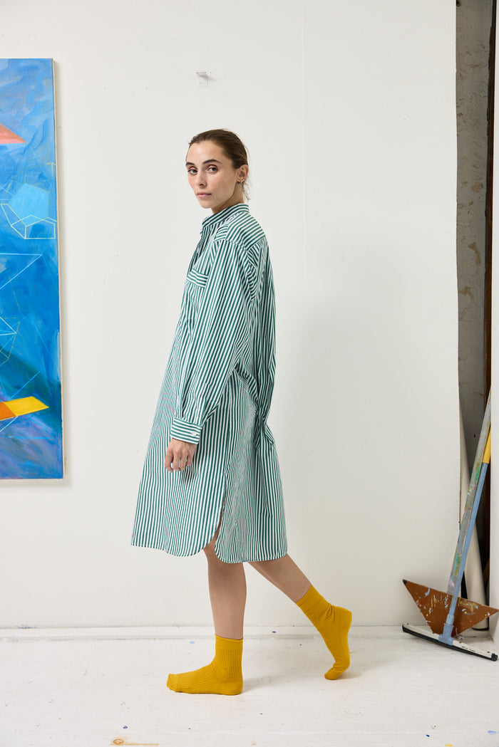 Schostal Nightshirt In Green Stripe