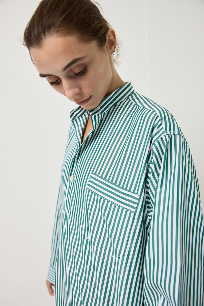 Schostal Nightshirt In Green Stripe