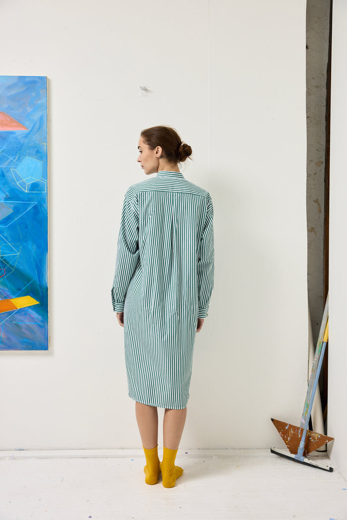 Schostal Nightshirt In Green Stripe