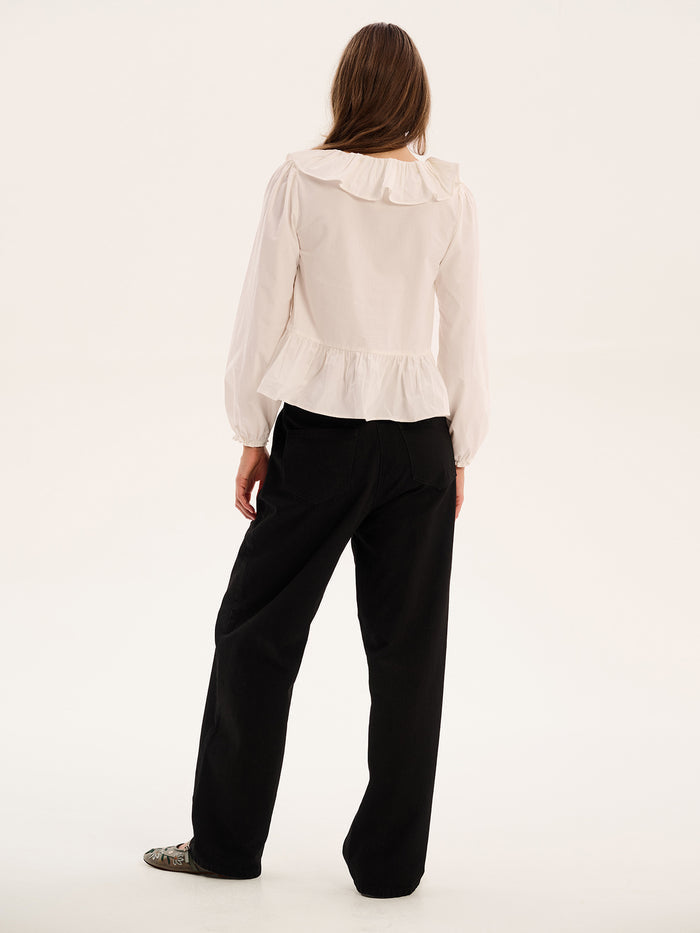 Selena Frill Blouse in White