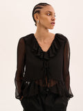 Selina Chiffon Top in Black