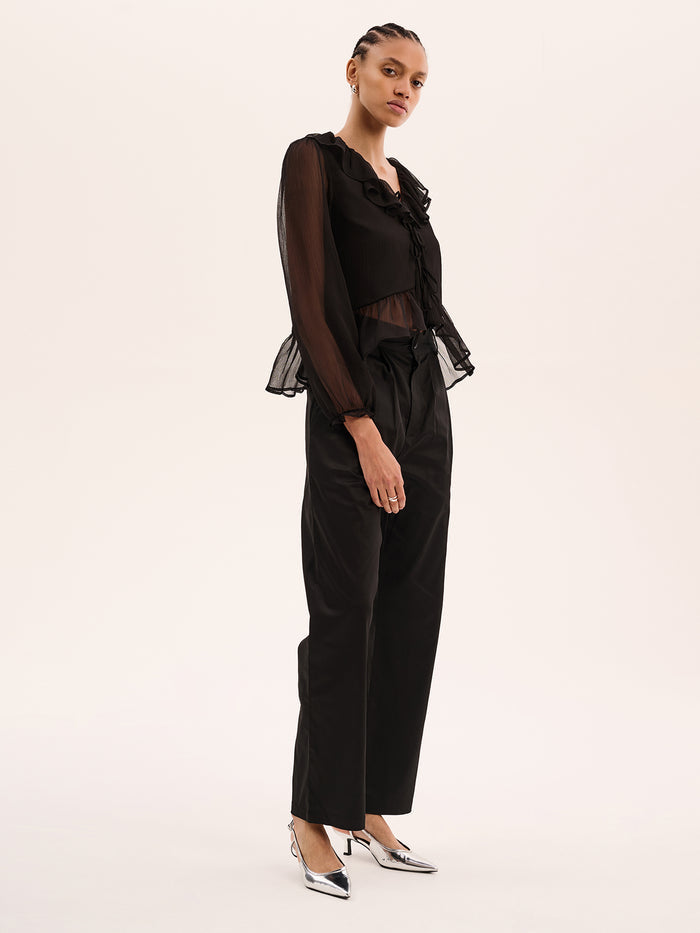 Selina Chiffon Top in Black