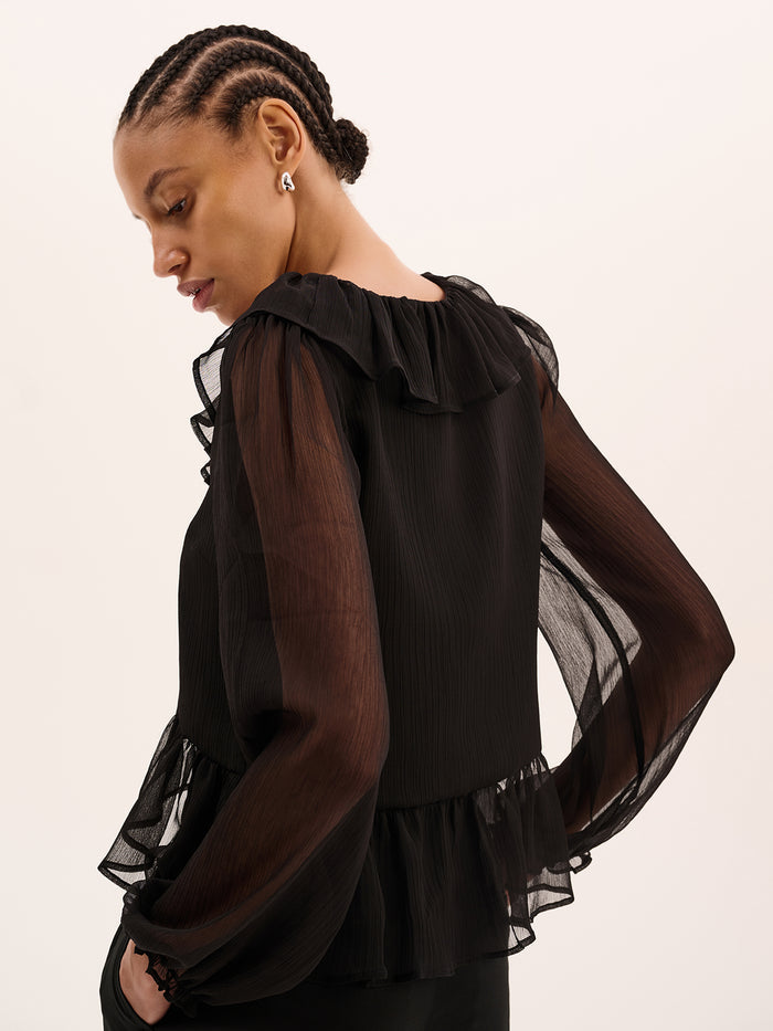 Selina Chiffon Top in Black