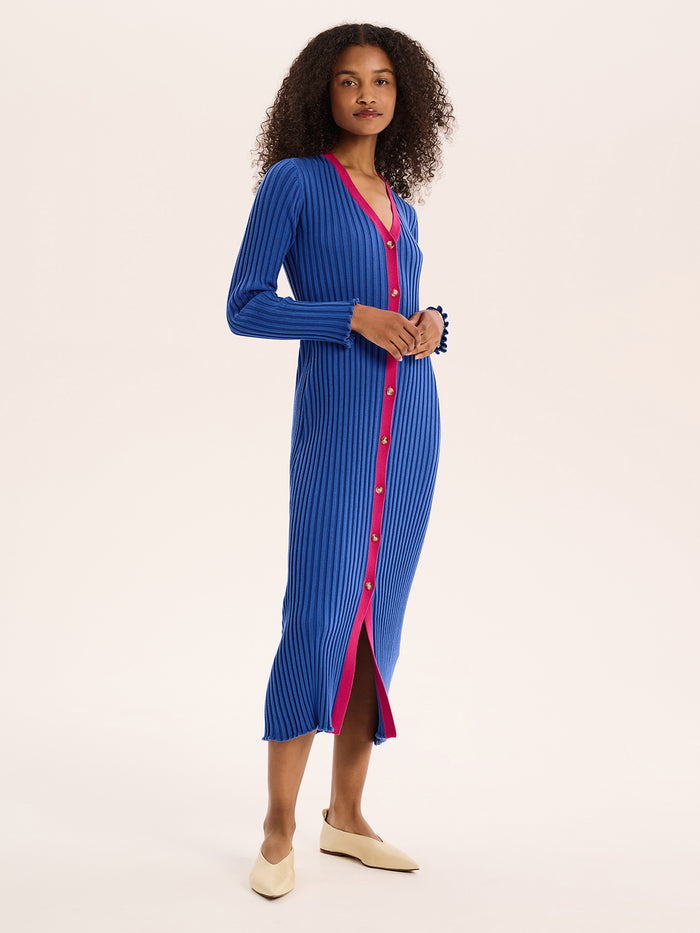 Selma Colour Block Dress in Cobalt